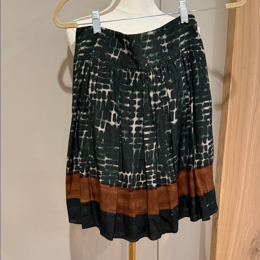W by Worth Patterned Mini Skirt in Green and Brown